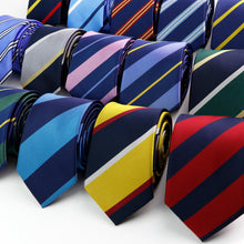 Load image into Gallery viewer, Stylish Men&#39;s Stripe Necktie College Style Red Navy Blue Green Multi-color Twill Cosplay Party Business Wedding Trendy Neck Ties