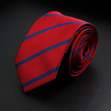 Load image into Gallery viewer, Stylish Men&#39;s Stripe Necktie College Style Red Navy Blue Green Multi-color Twill Cosplay Party Business Wedding Trendy Neck Ties