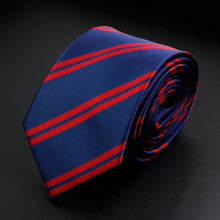 Load image into Gallery viewer, Stylish Men&#39;s Stripe Necktie College Style Red Navy Blue Green Multi-color Twill Cosplay Party Business Wedding Trendy Neck Ties