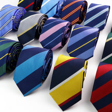 Load image into Gallery viewer, Stylish Men&#39;s Stripe Necktie College Style Red Navy Blue Green Multi-color Twill Cosplay Party Business Wedding Trendy Neck Ties