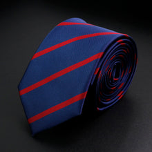 Load image into Gallery viewer, Stylish Men&#39;s Stripe Necktie College Style Red Navy Blue Green Multi-color Twill Cosplay Party Business Wedding Trendy Neck Ties