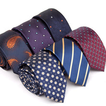 Load image into Gallery viewer, Men Tie Jacquard Skinny Ties for Men Wedding Dress Necktie Fashion Plaid Cravate Business Slim Neck Tie Gift Shirt Accessories