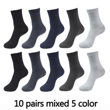 Load image into Gallery viewer, 10 Pairs High Quality Bamboo Fiber Men&#39;s Socks Business Breathable Deodorant Compression Socks Men Long Big Size EUR 38-46