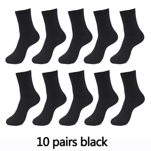 10 Pairs High Quality Bamboo Fiber Men's Socks Business Breathable Deodorant Compression Socks Men Long Big Size EUR 38-46