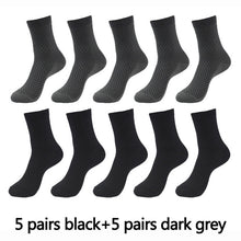 Load image into Gallery viewer, 10 Pairs High Quality Bamboo Fiber Men&#39;s Socks Business Breathable Deodorant Compression Socks Men Long Big Size EUR 38-46