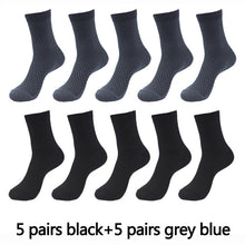 Load image into Gallery viewer, 10 Pairs High Quality Bamboo Fiber Men&#39;s Socks Business Breathable Deodorant Compression Socks Men Long Big Size EUR 38-46