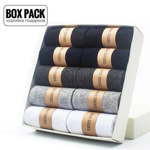 Box Pack Men's Cotton Socks 10Pairs/Box Black Business Men Socks Soft Breathable Summer Winter for Man Boy's Gift Size EUR39-45