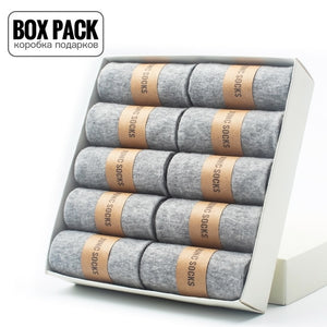 Box Pack Men's Cotton Socks 10Pairs/Box Black Business Men Socks Soft Breathable Summer Winter for Man Boy's Gift Size EUR39-45