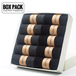 Box Pack Men's Cotton Socks 10Pairs/Box Black Business Men Socks Soft Breathable Summer Winter for Man Boy's Gift Size EUR39-45