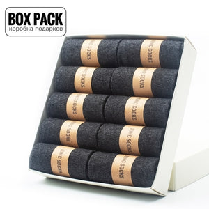 Box Pack Men's Cotton Socks 10Pairs/Box Black Business Men Socks Soft Breathable Summer Winter for Man Boy's Gift Size EUR39-45