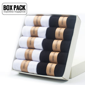 Box Pack Men's Cotton Socks 10Pairs/Box Black Business Men Socks Soft Breathable Summer Winter for Man Boy's Gift Size EUR39-45