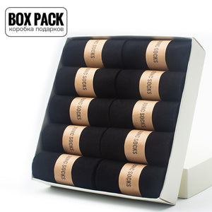 Box Pack Men's Cotton Socks 10Pairs/Box Black Business Men Socks Soft Breathable Summer Winter for Man Boy's Gift Size EUR39-45