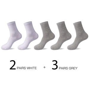 HSS 2021 High Quality Casual Men's Business Socks Summer Winter Cotton Socks Quick Drying Black White Long Sock Plus Size US7-14