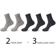 Load image into Gallery viewer, HSS 2021 High Quality Casual Men&#39;s Business Socks Summer Winter Cotton Socks Quick Drying Black White Long Sock Plus Size US7-14