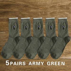 5 pairs High Quality Embroidery Men's Cotton Socks For Male  Business Brand  Deodorant Dress socks men's Outdoor Baseball Socks